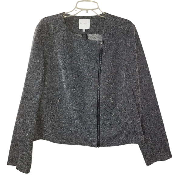 Catherine Malandrino‎ XXL Runway Style Gray Marled Asymmetrical Jacket Pockets - Picture 1 of 12